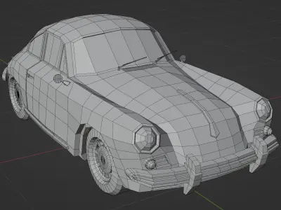 A Classic Porsche 356C Low-poly 3D model