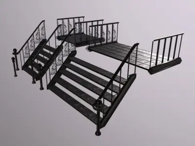 Stairs Garden Metal Iron Forged Low-poly 3D model