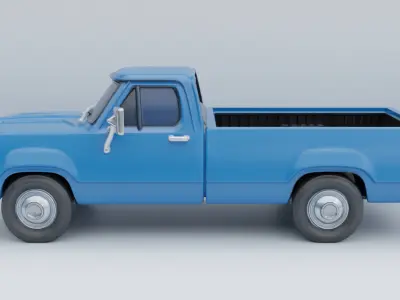 Dodge D100 Pickup Truck 1974 Car Low-poly 3D model