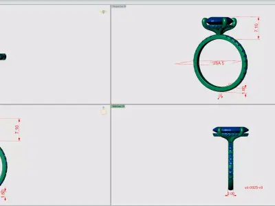 Oval Center Halo Solitaire Size 5 3DM 3D print model
