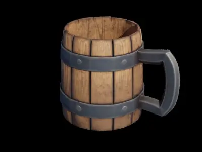 Wooden Mug Low-poly 3D model
