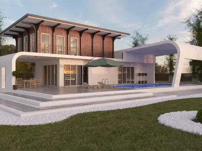 Villa 3D scene environment  Free 3D model