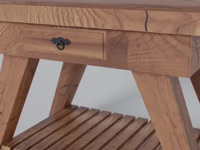 Wooden Console Table Free low-poly 3D model