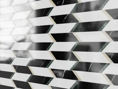 Fitz Classic Marble Brass Mosaic Tile Matrix Trapezoid Tile 3D model