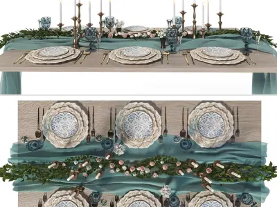 Tableware christmas table setting 3D model