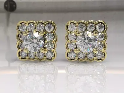 Timothes Diamond Earing 3D JewelryModel  Printable 3D 3D print model