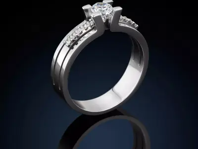 Rings engagement ring with diamonds 3D print model