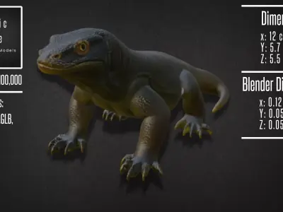 Realistic Komodo Dragon Model 3D model