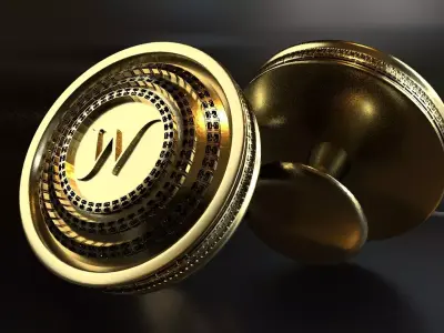 Luxury Cufflink with alphabet W 3D print model