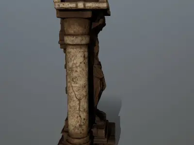 statue 2 column Low-poly 3D model