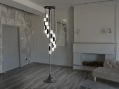 Light Modern Multiple Heads Black Floor Lamp 3D model