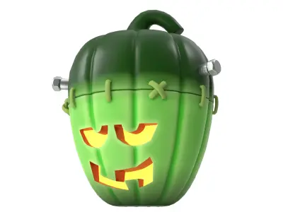frankenstein halloween pumpkin Low-poly 3D model