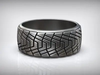 Car Tire Tread Design Mud Wedding Ring 3D print model