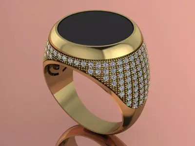 Elegant Mens Ring Jewelry Brand Gold 3D print model