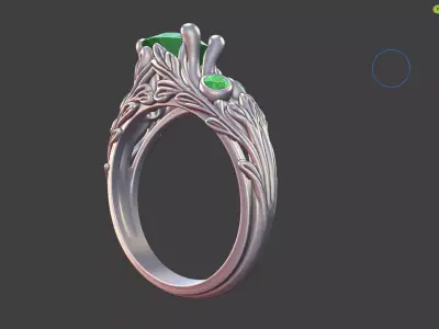 LEAFY MULTI GEMSTONE PRONG ENGAGEMENT RING 3D print model