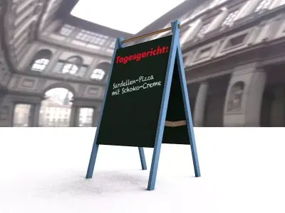 Folding advertising board to stand on Free 3D model