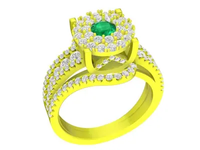 Luxury Double Halo Split Shank Gemstone Ring Jewelry 3D Mod 4419 3D print model