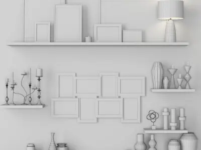 Decorative Set - 3 shelf 3D model