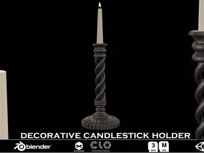 Decorative Candlestick Holder -  Antique Twisted Candle Stand 3D model