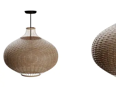 Rattan Single Globe Pendant 3D model