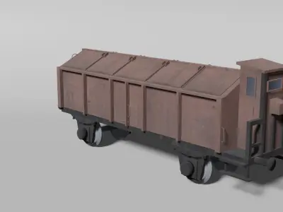 Old German lidded railcar 3D model
