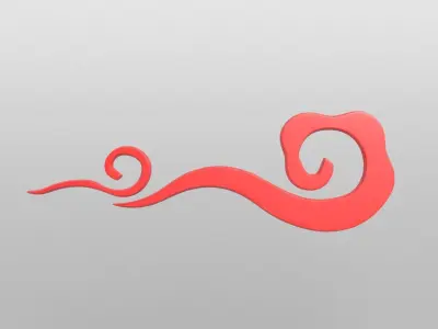 China Type Decoration Cloud v2 002 Low-poly 3D model