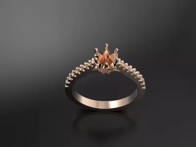Ring with one big stone 3D print model