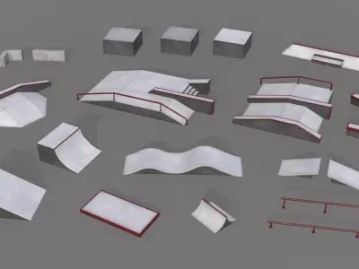 Lowpoly skatepark modules Low-poly 3D model