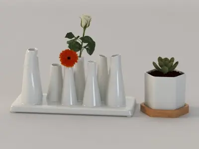 Trendy Ceramic Flower Vase for Table Top Centerpiece Decoration 3D model