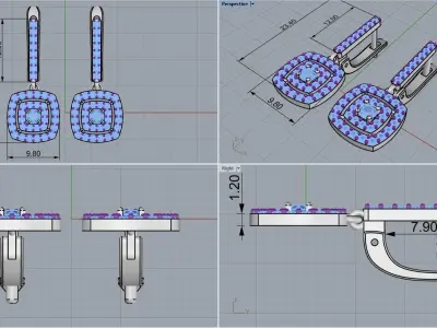 Cushion form earring model 496 3D print model