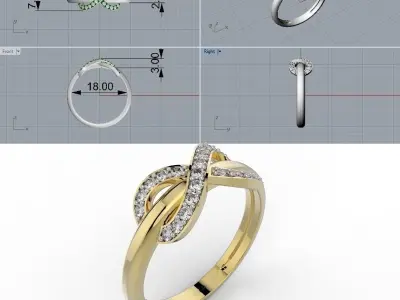 Set Tiffany diamonds infinite - Ring - Earring 3D Model Pack