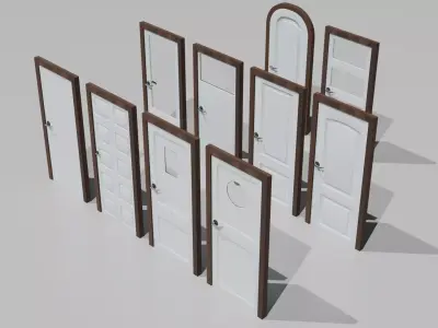 Doors Collection - 10 Doors Low-poly 3D model