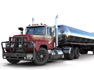 Industrial fuel trailer truck Low-poly 3D model