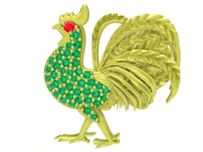 Luxury Rooster Pendant 3D Jewelry Model 3974 3D print model