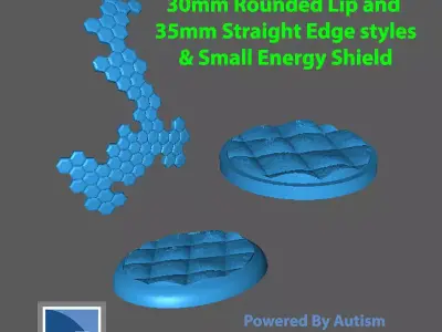 Miniature Game Bases and Energy Shield Free 3D print model