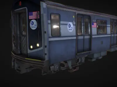 NY Train and Wagon Low-poly 3D model