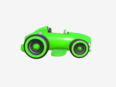 Cartoon Kart B03 Green - Vehicle Racing Design Low-poly 3D model