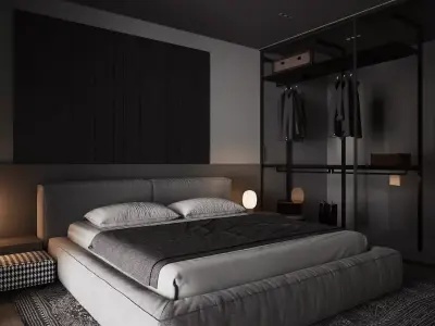 bedroom interior design style minimalism  3D model