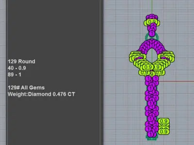 Luxury Four Leaf Clover Key Diamond Necklace 3D print model
