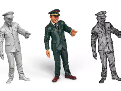 German Conductor Figure for Model Train decoration 3D print model