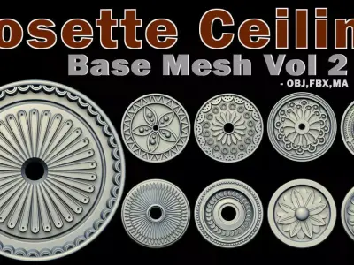 20 Rosette Ceiling Base Mesh Vol 2 Low-poly 3D model