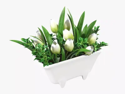 Tulips in bathtub composition 3D model