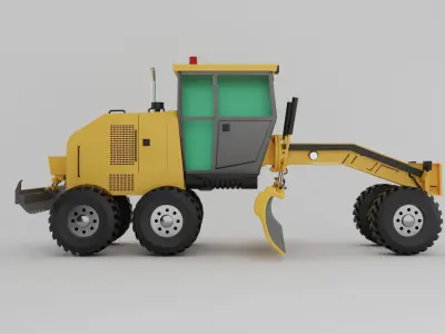 Motor grader isolated on white Low-poly 3D model