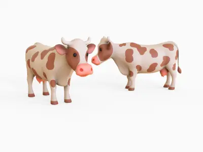  Cartoon Milk Cow Animal 3D Model for Cartoon Characters Low-poly 3D model