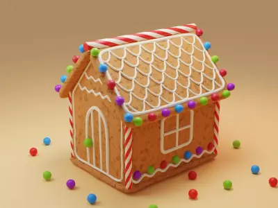 Ginger Bread House Low-poly 3D model