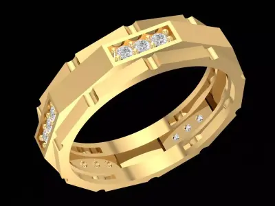 Luxury Geometric Diamond Men Ring  3283 3D print model