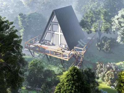 A frame house model 3ds max render lumion floor plans  autocad  3D model