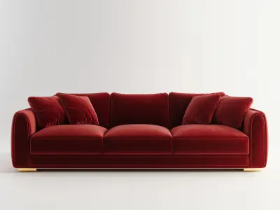 A luxury contemporary sofa with premium velvet fabric 3D model