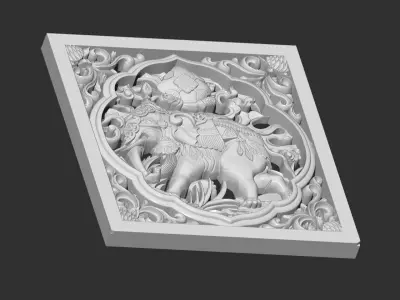 elephant pattern decoration 3D print model