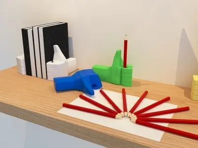 decoration book pencile mirror paper light  Free 3D model